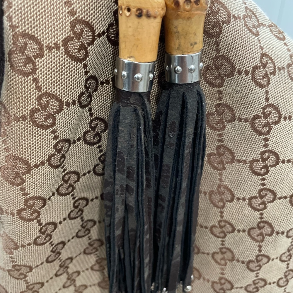 SOLD!! GG Brown and Tan Shoulder Bag with GG Monogram - Picture 9 of 9